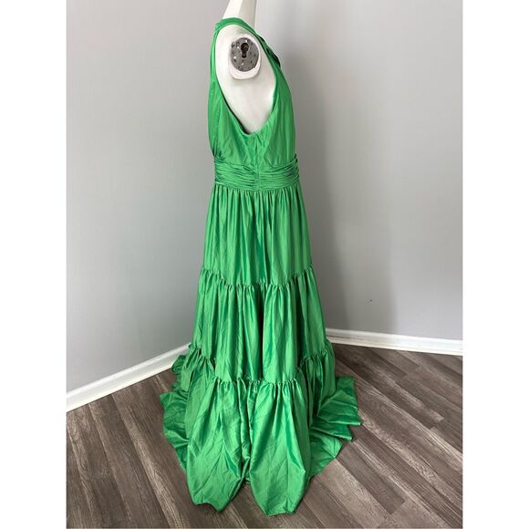 MAC DUGGAL RUFFLE TIERED SOFT TIE HALTER NECK GOWN - Picture 10 of 12